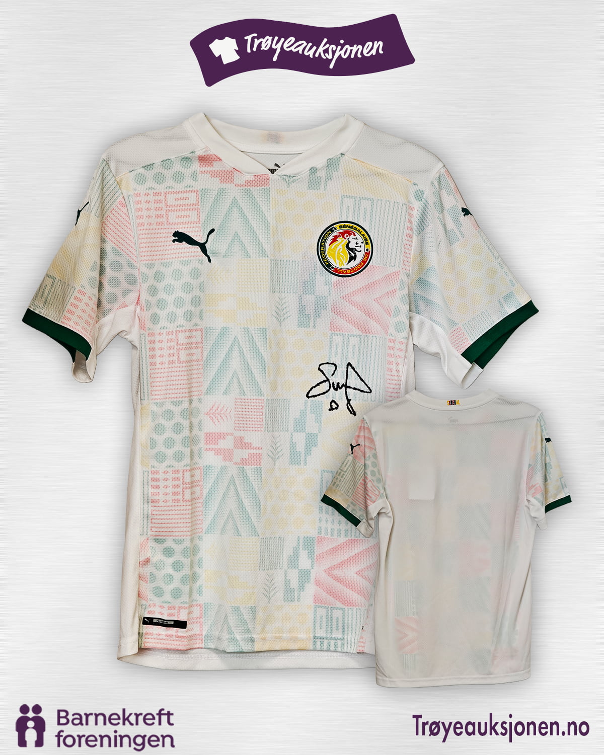 Signert fotballdrakt fra Sadio Mane, Senegal