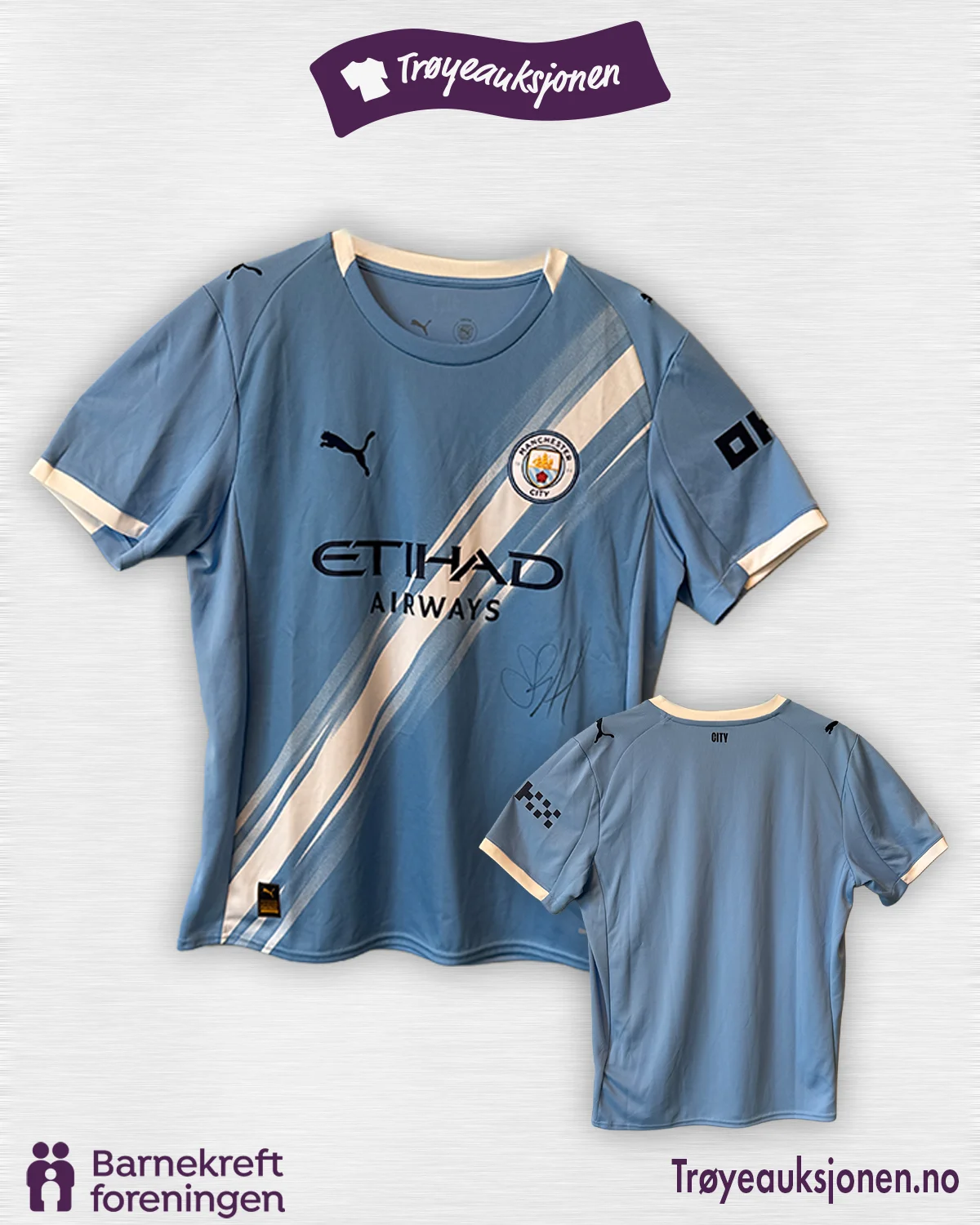 Signert fotballdrakt fra Erling Haaland, Manchester City