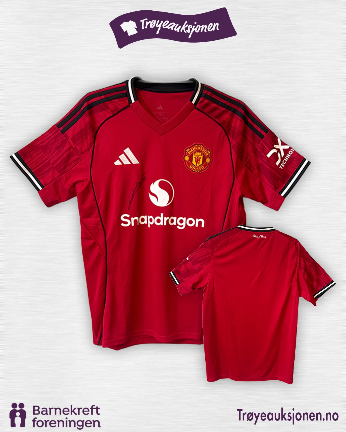 Signert fotballdrakt fra Bruno Fernandes, Manchester United