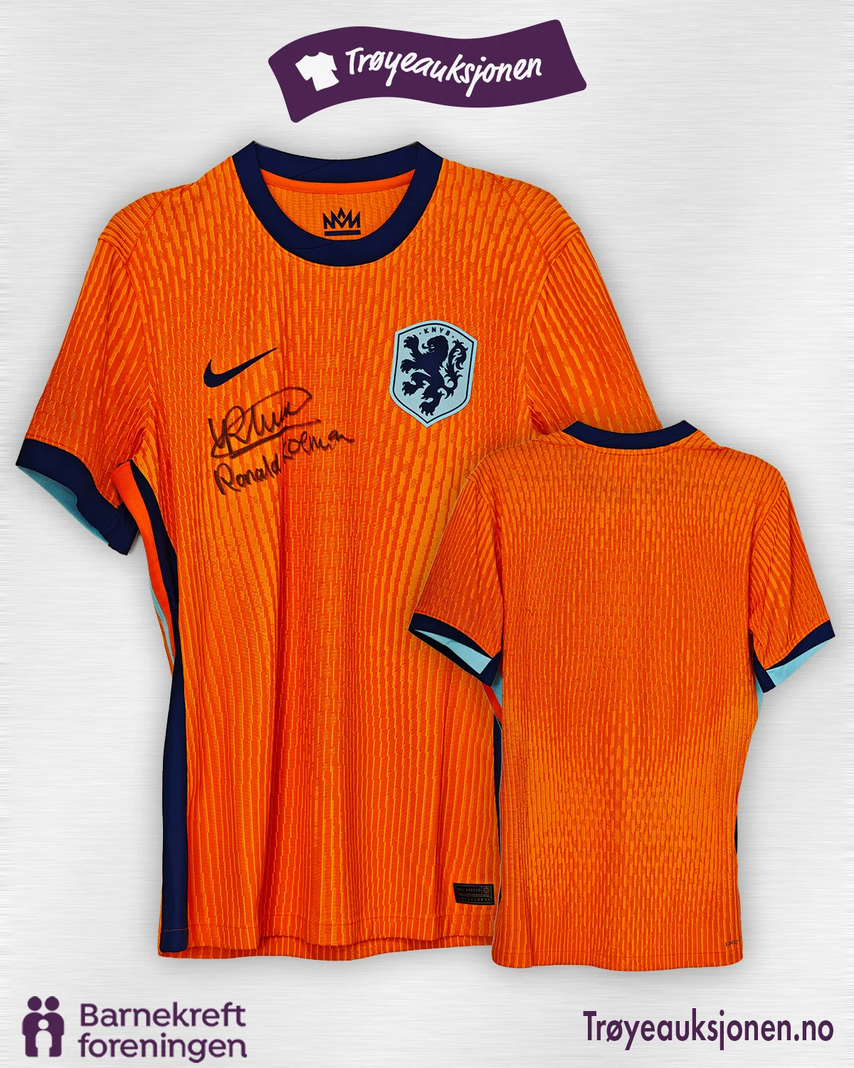 Signert fotballdrakt fra Ronald Koeman, Nederland