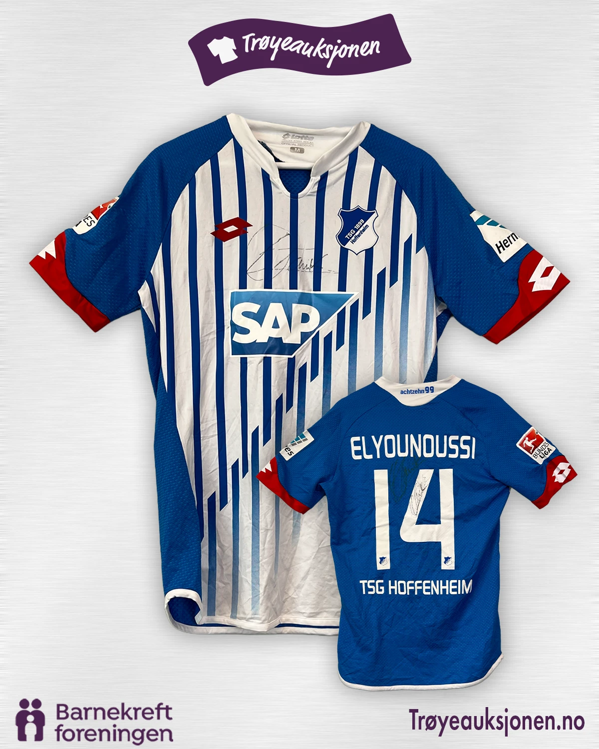 Signert fotballdrakt fra Tarik Elyounoussi, Hoffenheim