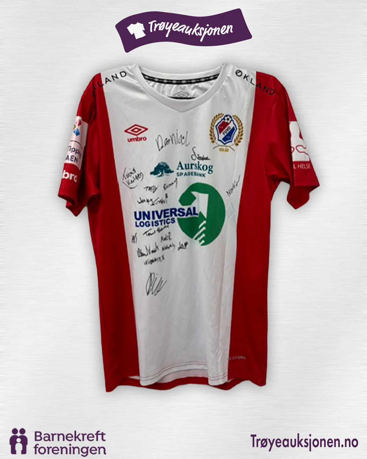 Signert fotballdrakt fra Funnefoss/Vormsund, Herrer