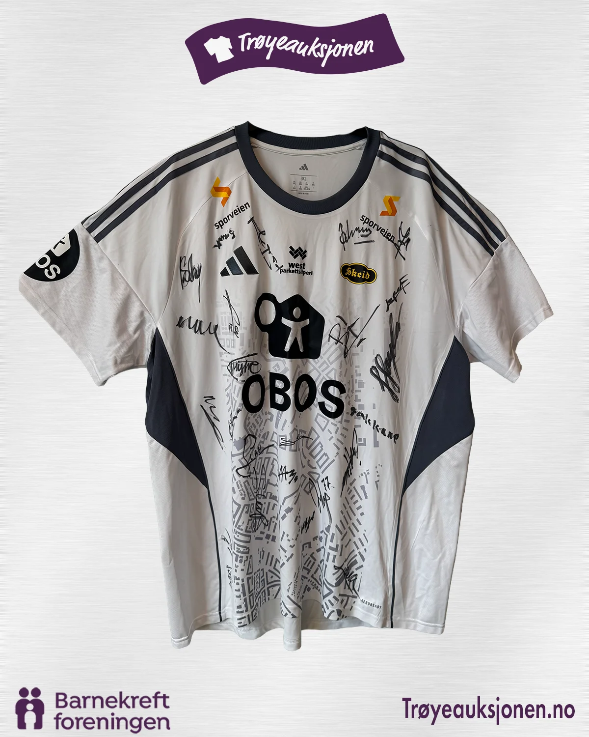 Signert fotballdrakt fra Skeid 3XL, Lagsignert