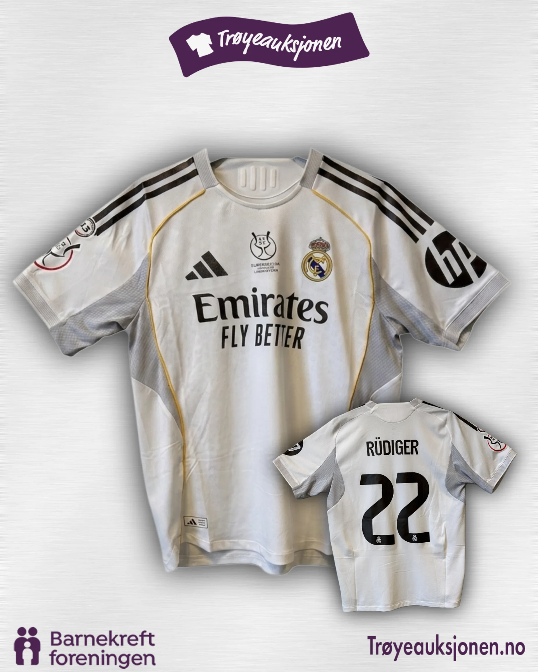 Signert fotballdrakt fra Antonio Rudiger - Real Madrid, MatchWorn