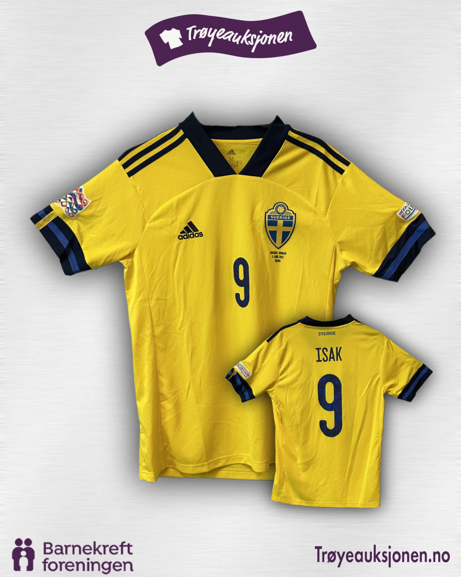 Signert fotballdrakt fra Alexander Isak Sverige, MatchWorn